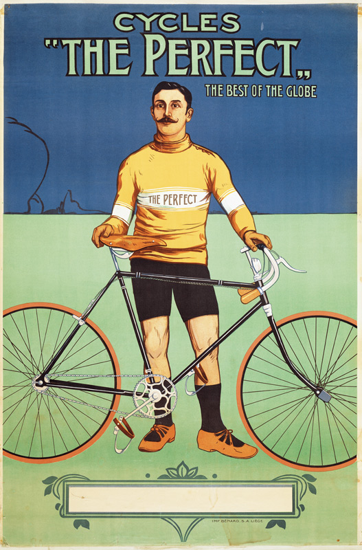 Poster advertising 'The Perfect' bicycle à École Belge, (19ème siècle)