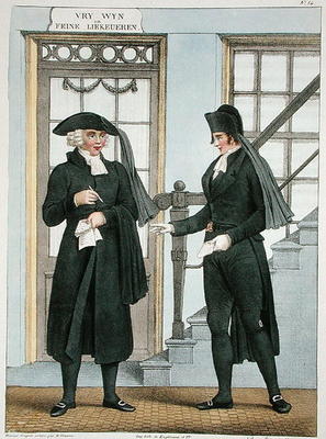 Funeral officials of Amsterdam, illustration from 'Collections des Costumes des Provinces Septentrio à Bendrik Greeven