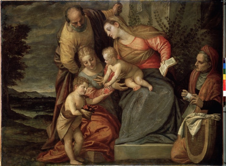 The Holy Family with Saints Catherine, Anne and John the Baptist à Benedetto Caliari