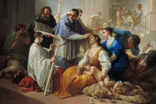 Saint Charles Borromaeus parmi les malades de peste à Benedetto Luti