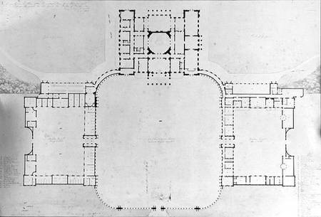 Ground plan of House and side Courts à Benjamin Dean Wyatt