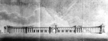 Perspective of Offices seen from the Great Court, 1815 (pen, black à Benjamin Dean Wyatt