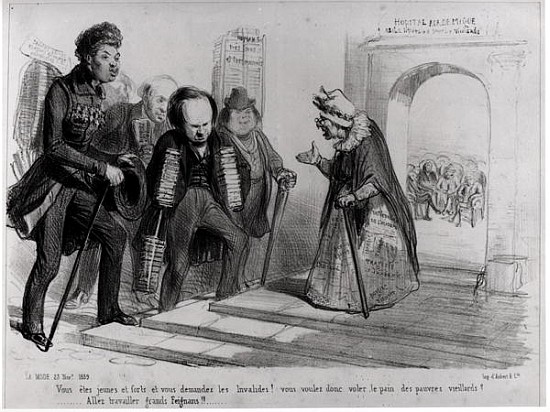 Dumas, Hugo et Balzac seeking their admission to the French Academy, illustration from ''La Mode'',  à Benjamin Roubaud