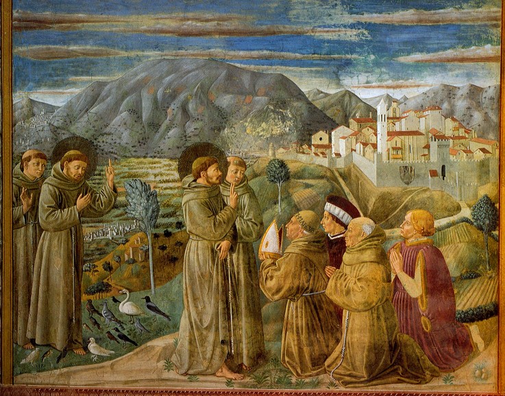Saint Francis Preaches to the Birds (from Legend of Saint Francis) à Benozzo Gozzoli