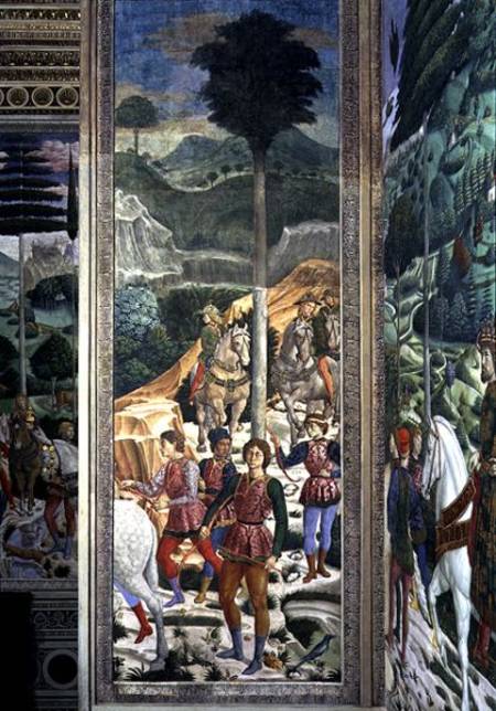 Liveried archers and cavalry, panel alongside the back wall of the Journey of the Magi cycle in the à Benozzo Gozzoli
