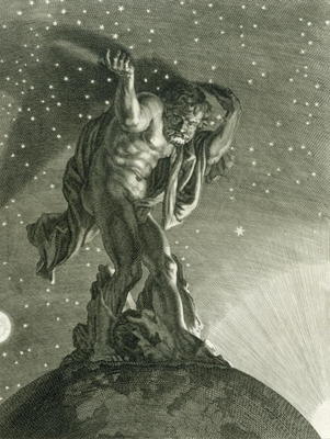 Atlas Supports the Heavens on his Shoulders, 1731 (engraving) à Bernard Picart