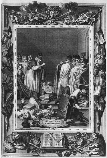 Illustration from ''Le Lutrin'' Nicolas Boileau, known as Boileau-Despreaux, 5th canto, published in à Bernard Picart