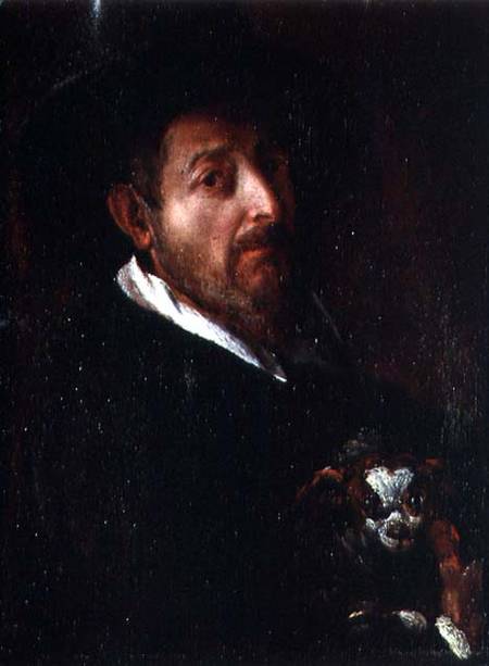 Self Portrait with a Dog à Bernardino Barbatelli Poccetti