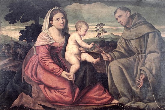 Madonna and Child with St. Francis, c.1540 à Bernardino Licinio