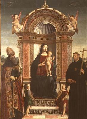 Madonna and Child with St. Nicholas of Tolentino and St. Augustine à Bernardino Loschi