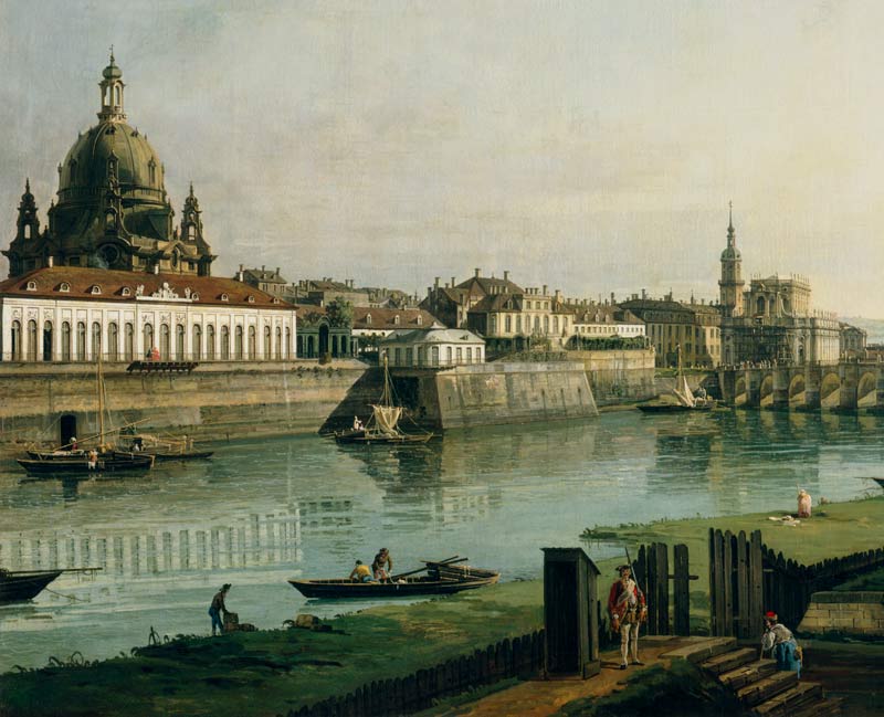Dresden vom rechten Elbufer oberhalb der Augustusbruecke à Bernardo Bellotto