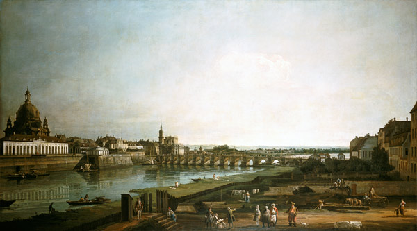 Dresden from right bank of Elbe, Bellotto à Bernardo Bellotto