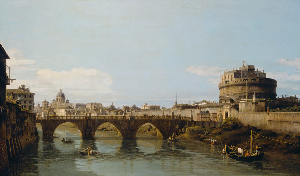 View of the Tiber in Rome with the Castel Sant'Angelo à Bernardo Bellotto