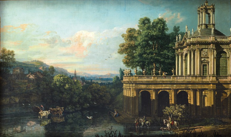 Architectural Capriccio with a Palace à Bernardo Bellotto