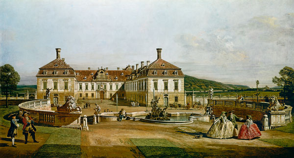 Das kaiserliche Lustschloss Schlosshof, Hofseite à Bernardo Bellotto