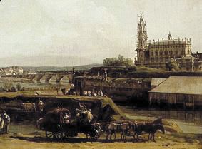 Dresde de la rive gauche de l'Elbe au-dessous des travaux de forteresse (détail) à Bernardo Bellotto