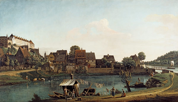 Die Schiffervorstadt in Pirna à Bernardo Bellotto