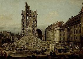 Les décombres de l'ancienne église de croix à Dresde