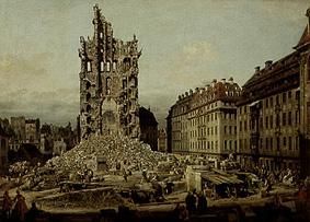 Les décombres de l'ancienne église de croix à Dresde à Bernardo Bellotto
