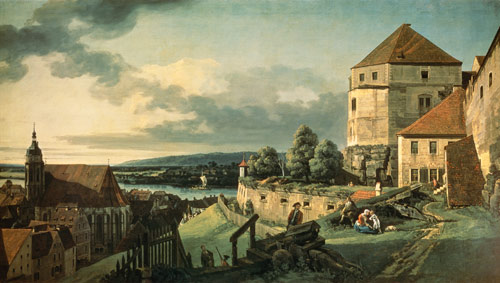 Vue le château Sonnenstein à Pirna. à Bernardo Bellotto