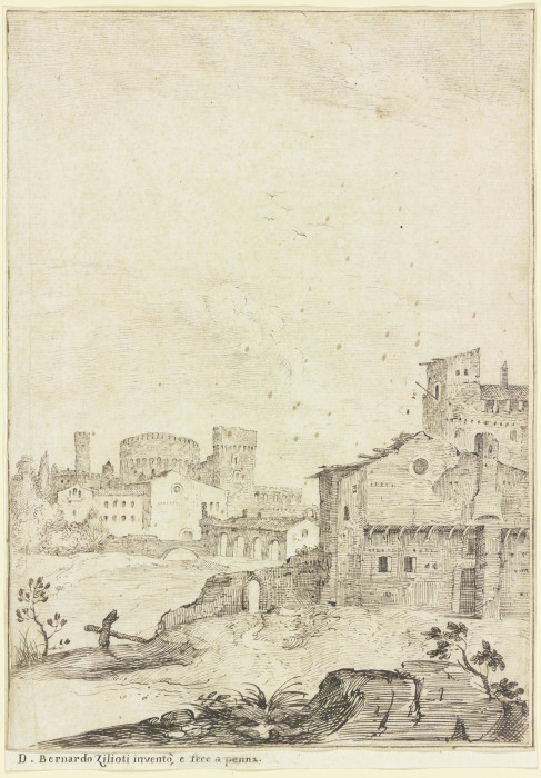 Ansicht einer italienischen Stadt à Bernardo Zilotti