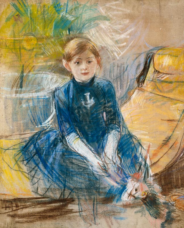 Little Girl with a Blue Jersey à Berthe Morisot