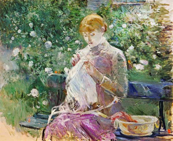 Pasie sewing in Bougival's Garden, 1881 (oil on canvas) à Berthe Morisot