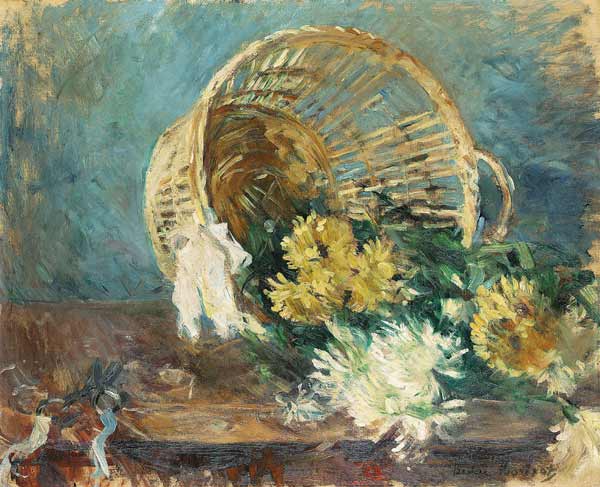 Les chrysanthèmes ou le panier tombé à Berthe Morisot