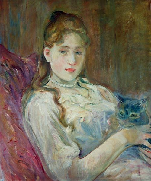 Fille avec le chat à Berthe Morisot