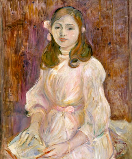 Portrait of Julie Manet (1878-1966) Holding a Book à Berthe Morisot