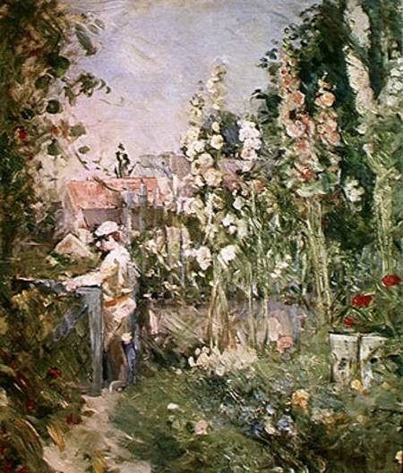Young Boy in the Hollyhocks à Berthe Morisot