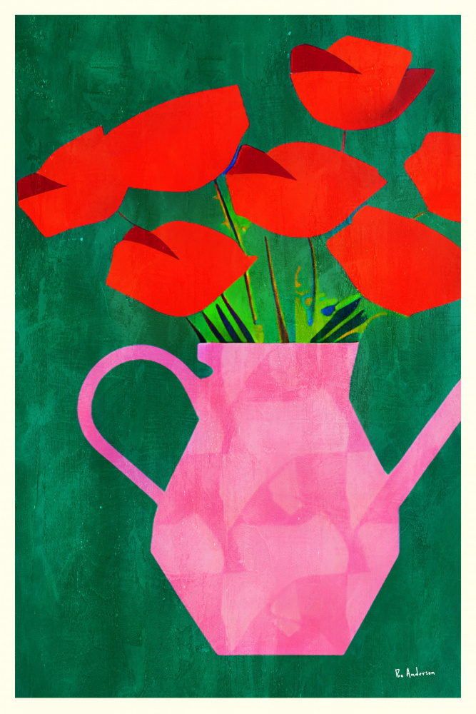 Red Poppies In a Pink Vase à Bo Anderson