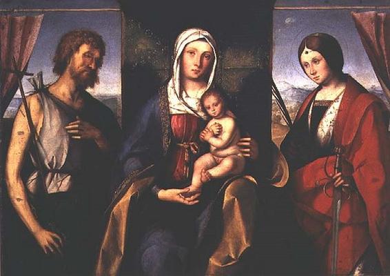 Madonna and Child, with SS. Catherine of Alexandria and John the Baptist (panel) à Boccaccio Boccaccino