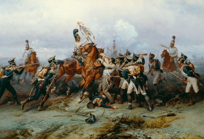 Heldentat des russischen Reiterregiments in der Schlacht bei Austerlitz à Bogdan Pawlowitsch Willewalde
