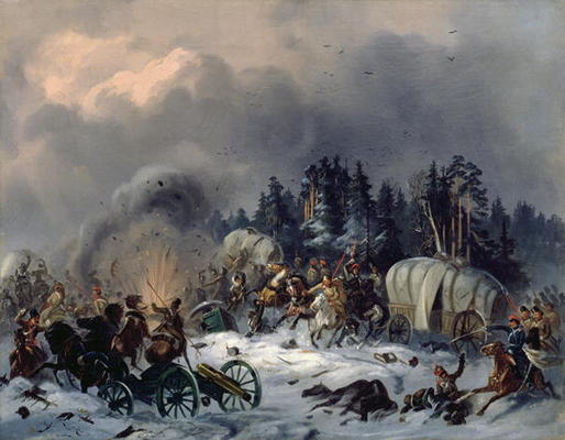Scene from the Russian-French War in 1812 (oil on canvas) à Bogdan Willewalde