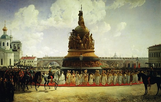 The Consecrating of the Monument to the Millennium of Russia in Novgorod in 1862 à Bogdan Willewalde