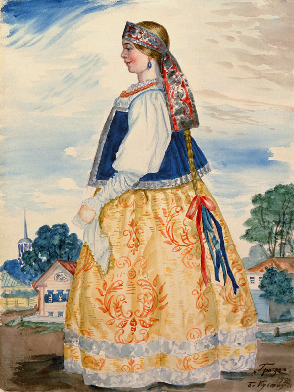 Costume design for the play The Storm by A. Ostrovsky à Boris Michailowitsch Kustodiew