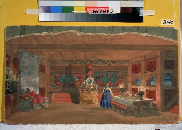 Stage design for the opera The Tsar's Bride by N. Rimsky-Korsakov à Boris Michailowitsch Kustodiew