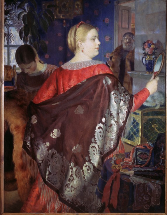 Merchant Wife with a Mirror à Boris Michailowitsch Kustodiew