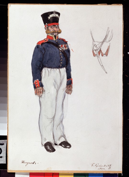 Costume design for the theatre play The fiery Heart by A. Ostrovsky à Boris Michailowitsch Kustodiew