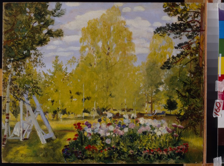 Landscape with a Flower Bed à Boris Michailowitsch Kustodiew