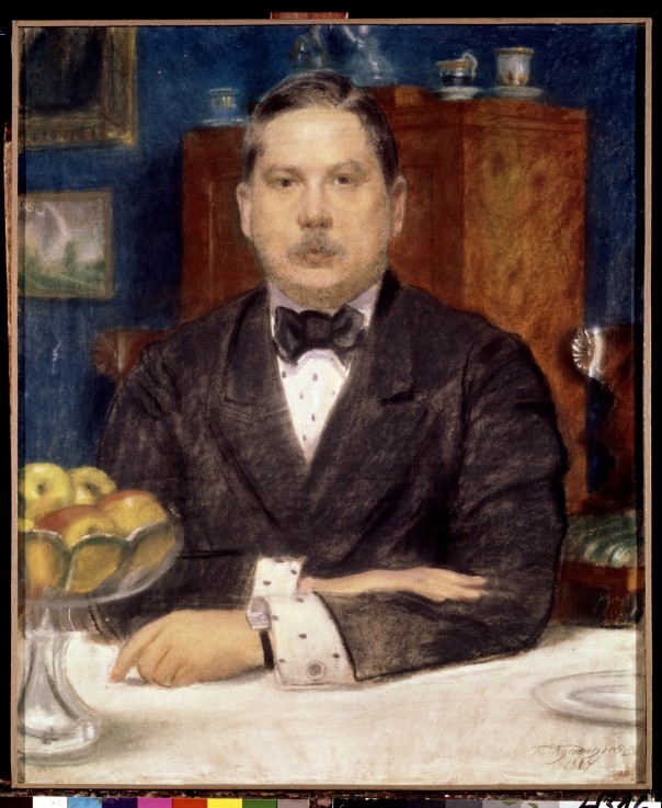 Portrait of the artist Konstantin Somov (1869-1939) à Boris Michailowitsch Kustodiew