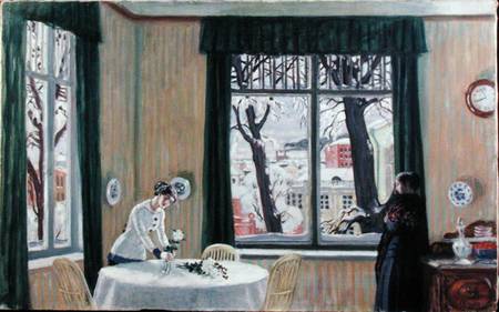In the Room. Winter à Boris Michailowitsch Kustodiew