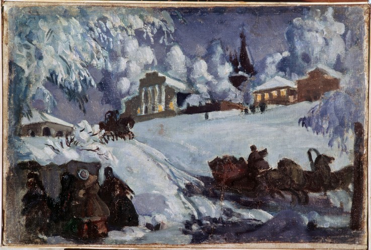 Winter. Sleigh Ride à Boris Michailowitsch Kustodiew