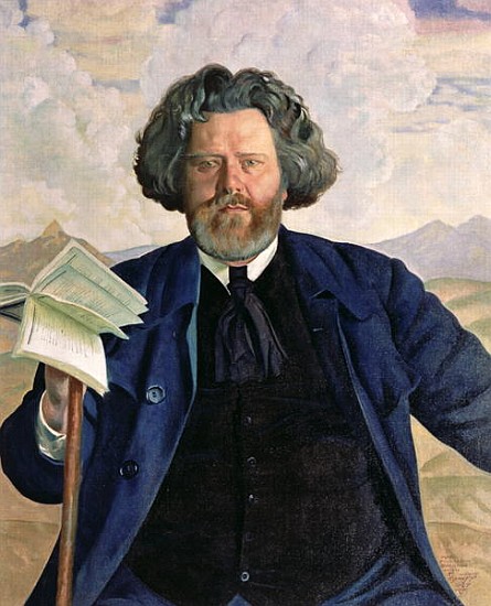Portrait of Maximilian Voloshin (1877-1932) 1924 à Boris Mikhailovich Kustodiev