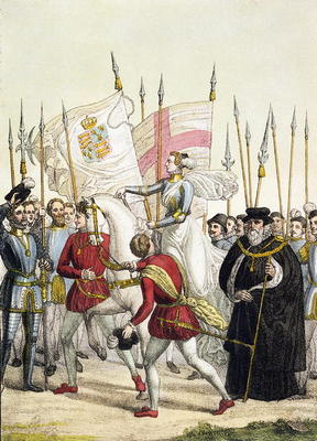 Queen Elizabeth I (1530-1603) Rallying the Troops at Tilbury before the Arrival of the Spanish Armad à Bramati