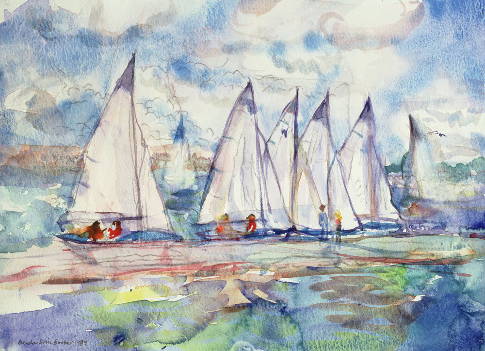 Blue Sailboats, 1989 (w/c on paper)  à Brenda Brin  Booker