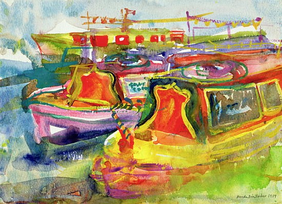 Canal Boats, 1989 (w/c on paper)  à Brenda Brin  Booker