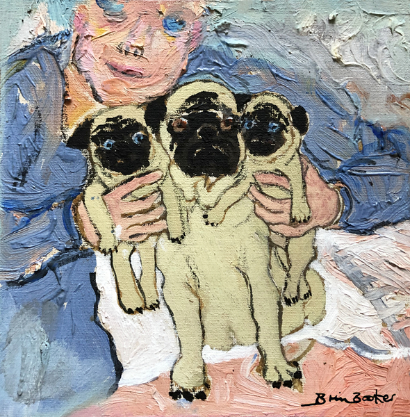 Pug pups with their Mother à Brenda Brin  Booker