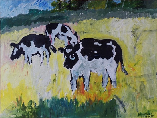Young Bullocks in a Meadow à Brenda Brin  Booker